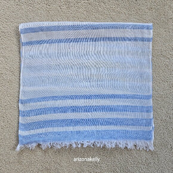 Accessories - Linen Scarf Stripe Made in Italy Blue White Grey